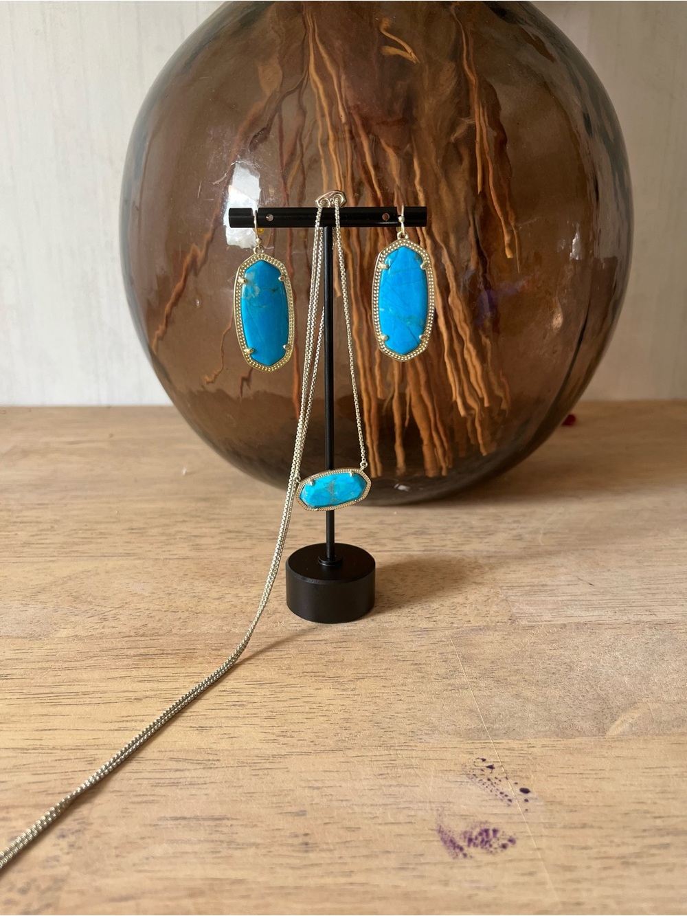 Kendra Scott Turquoise Stone Pendant Necklace and Earrings Set - Blue